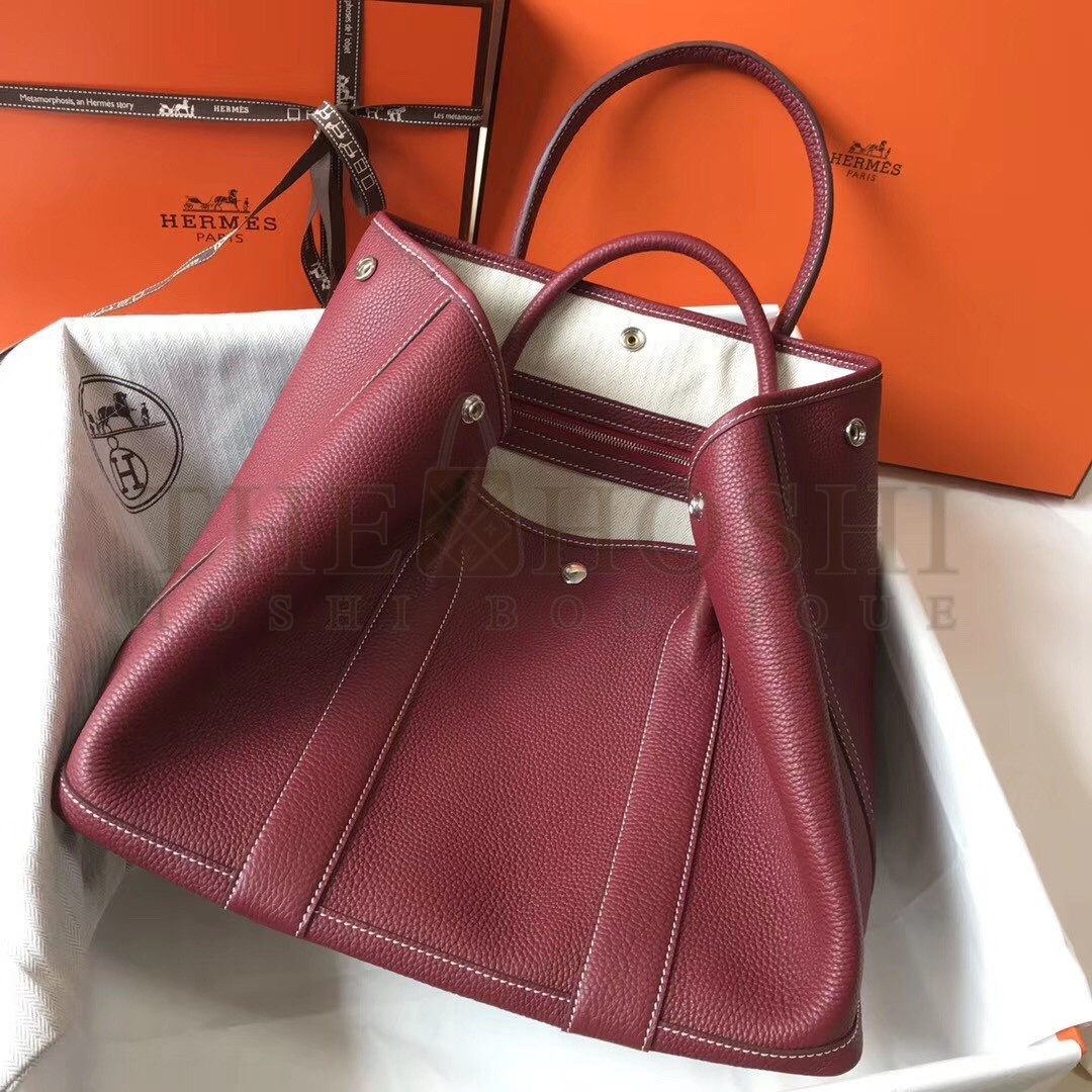 H**me5 Garden Party 36 Bag In Bordeaux Clemence Leather Master Quality