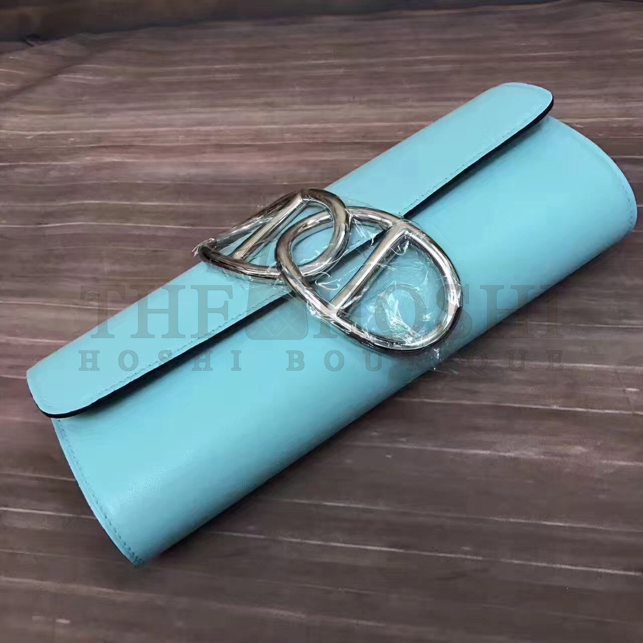 H**me5 Handmade Egee Clutch In Atoll Blue Swift Leather Master Quality