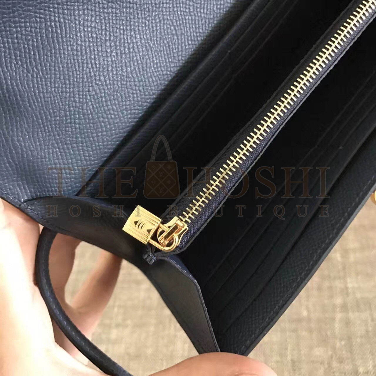 H**me5 Kelly Classic Long Wallet In Navy Epsom Leather Master Quality