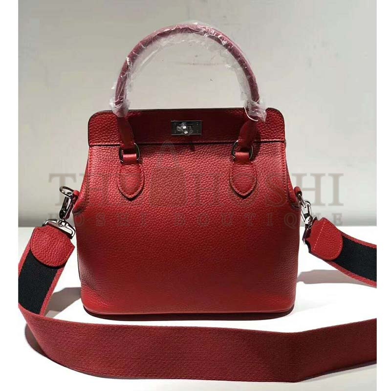 H**me5 Women Toolbox 26 Bag in Calfskin Leather-Maroon Master Quality