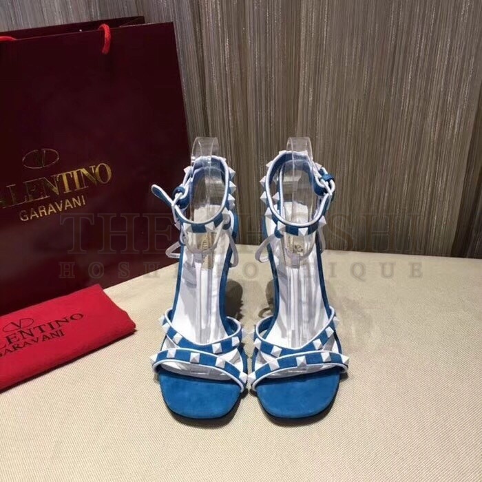 Va1e*ntin0 Garavani Blue Free Rockstud 105mm Sandals Master Quality