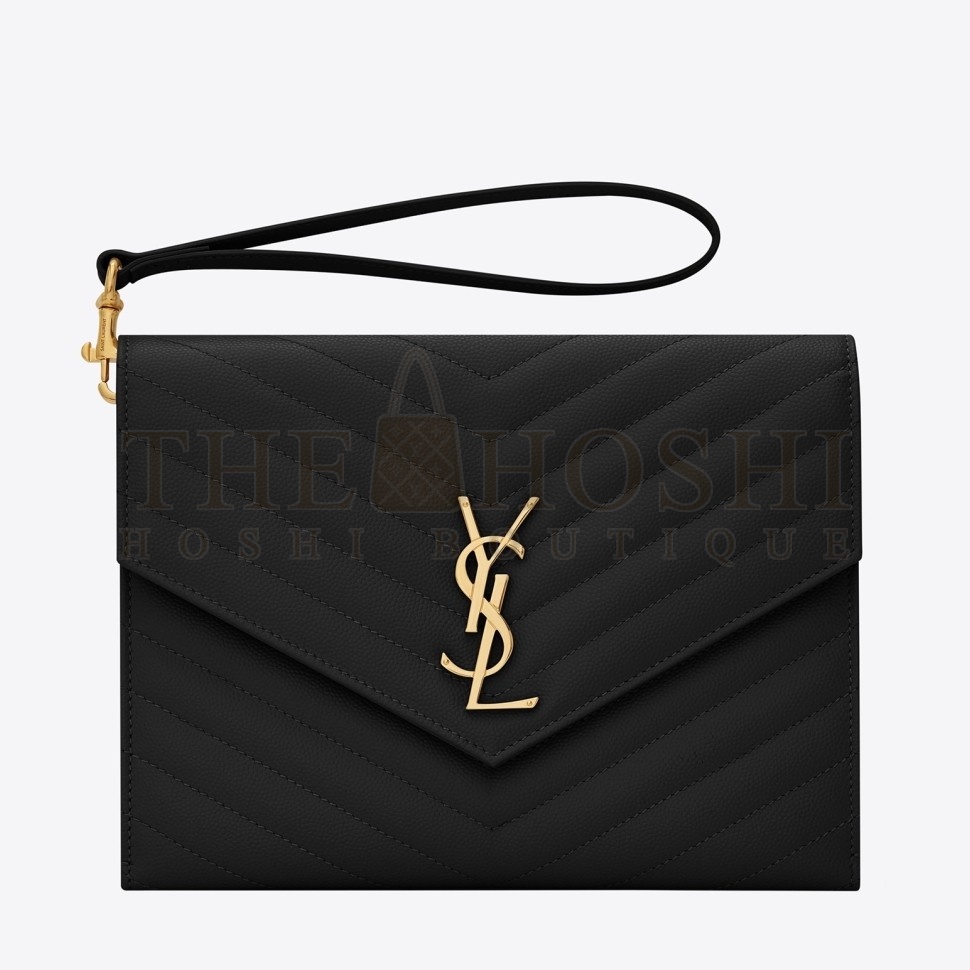 Sa1nt Lau*nt Monogram Clutch In Black Grained Leather Master Quality
