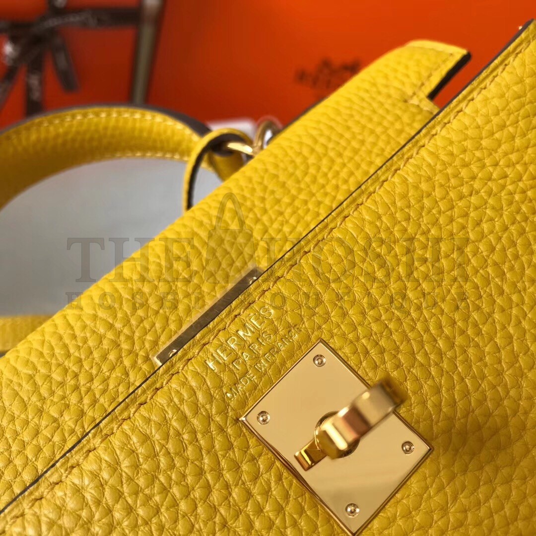 H**me5 Mini Kelly 20cm Bag In Yellow Clemence Leather Master Quality