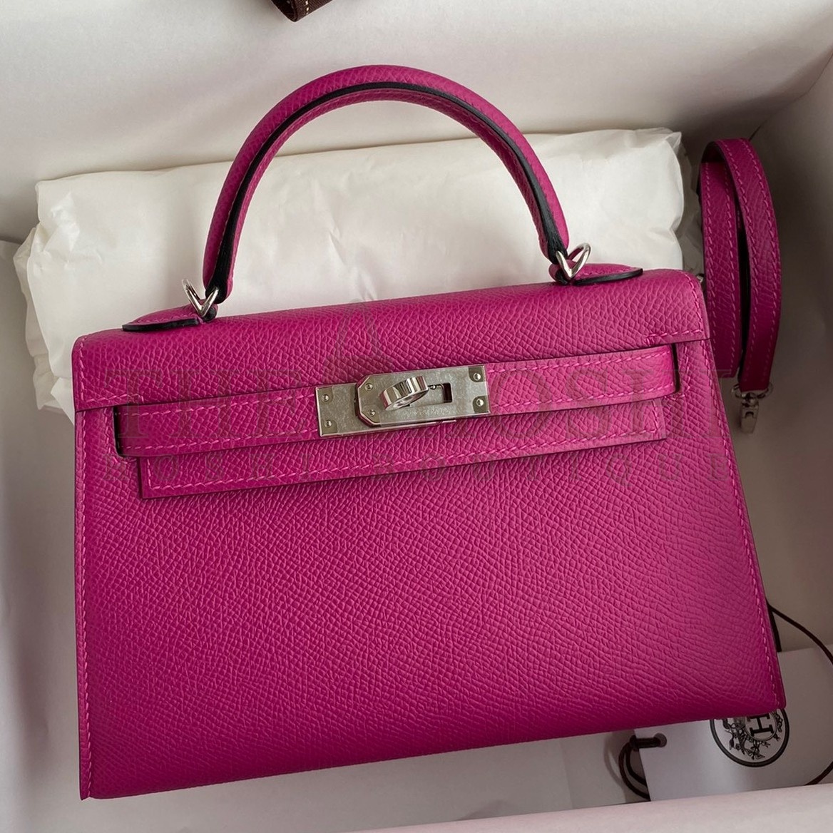 H**me5 Kelly Mini II Sellier Handmade Bag In Rose Purple Epsom Calfskin Master Quality