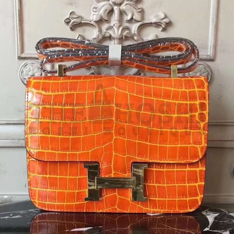 H**me5 Orange Constance MM 24cm Crocodile Bag Master Quality