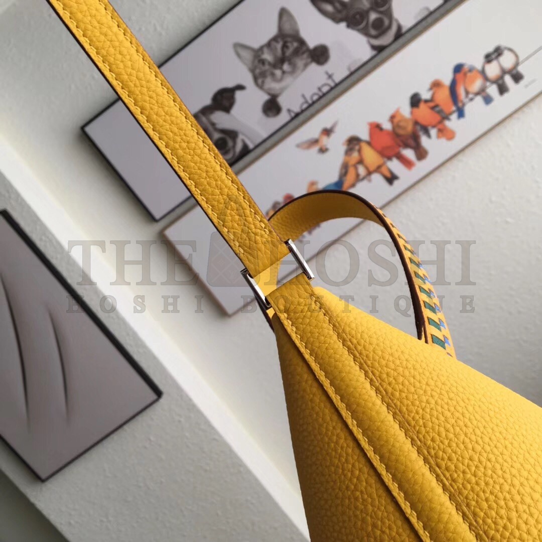H**me5 Yellow Picotin Lock 22cm Braided Handle Bag Master Quality