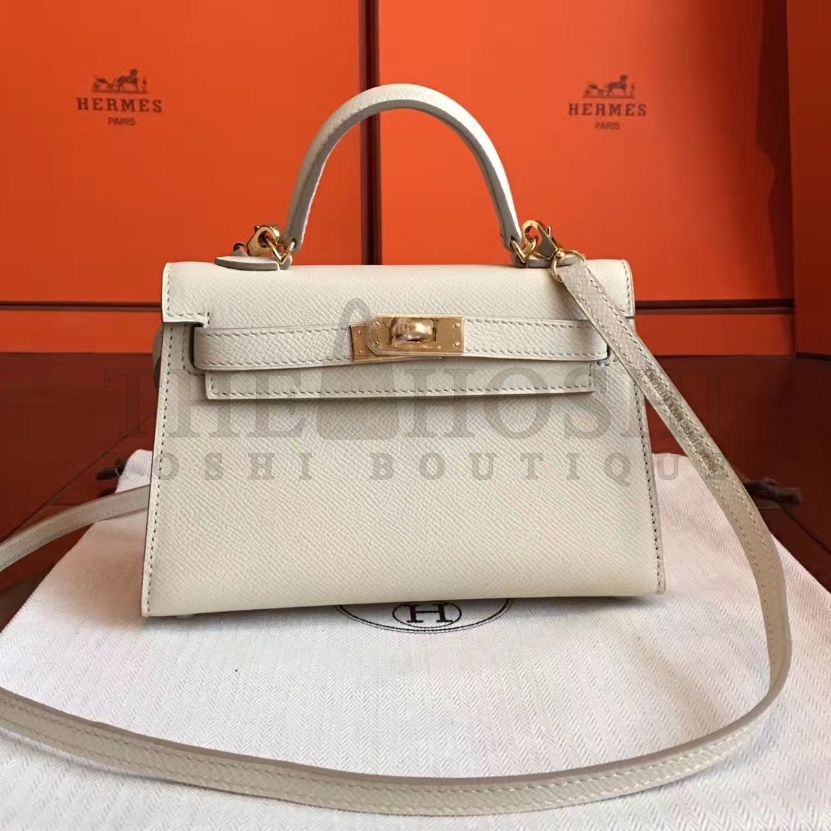 H**me5 White Epsom Kelly Mini II Handmade Bag Master Quality
