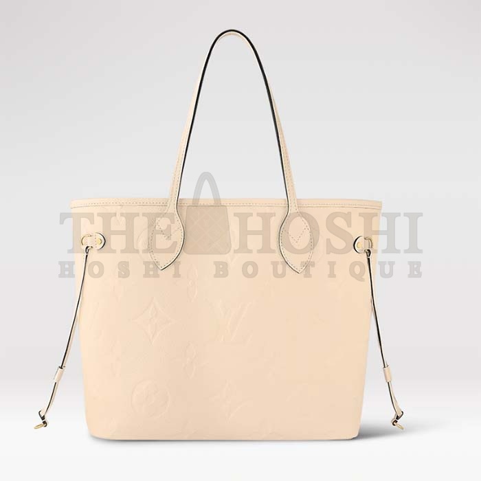L0vis Vvtt0n Women LV Neverfull MM Carryall Tote Crème Beige Embossed Grained Cowhide M46676 Master Quality