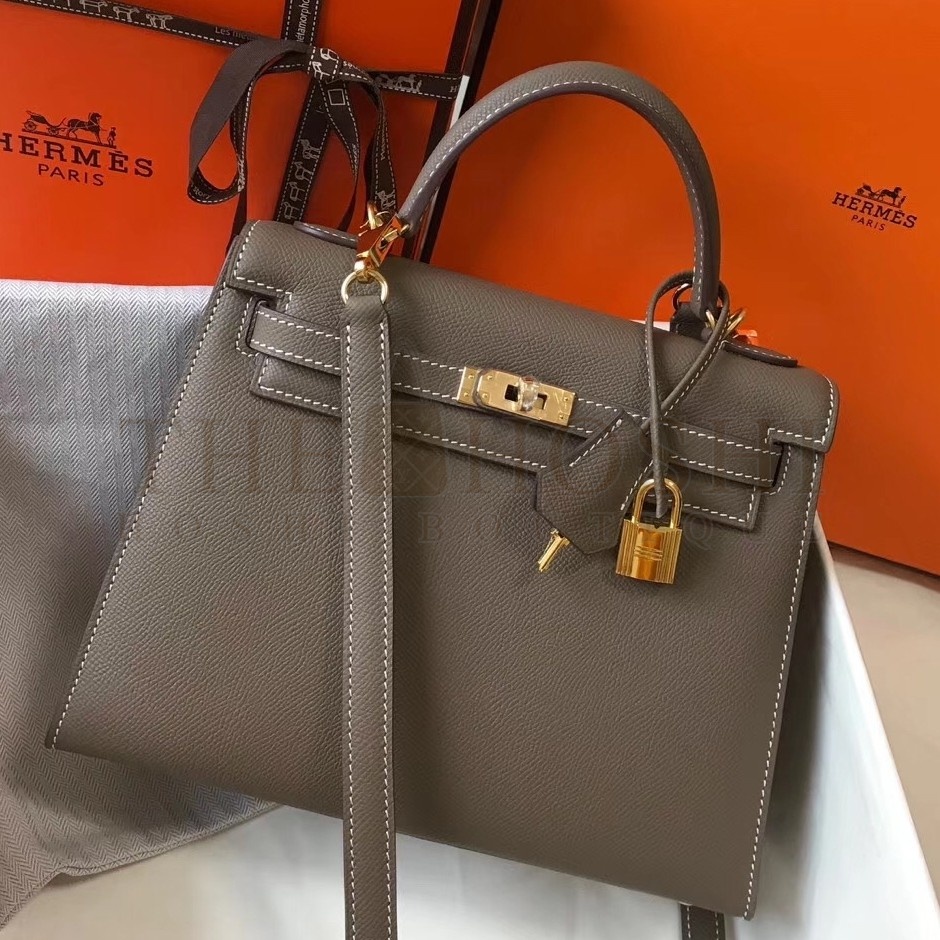 H**me5 Kelly 25cm Sellier Bag In Taupe Epsom Leather Master Quality