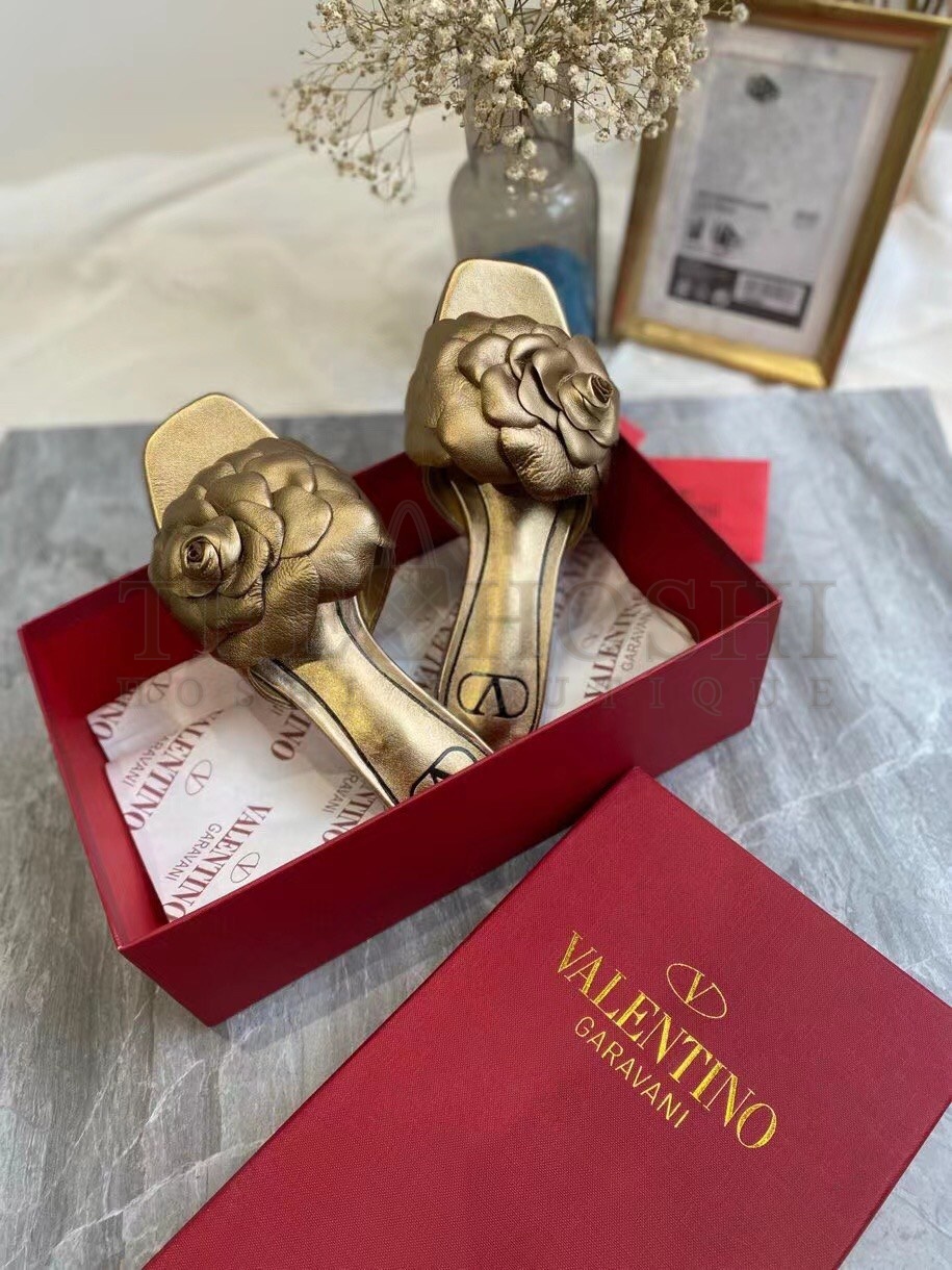 Va1e*ntin0 Atelier Shoes 03 Rose Edition Slides Sandals Gold Master Quality