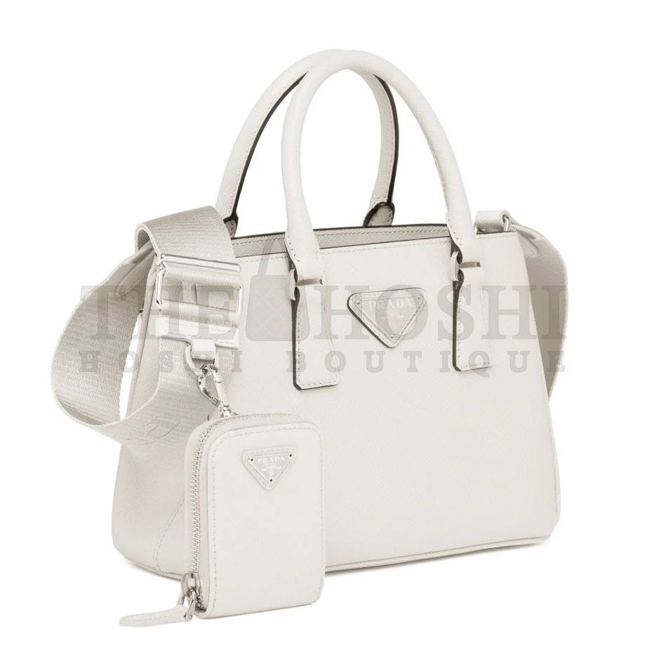 Pra*a Galleria Mini Bag In White Saffiano Leather Master Quality