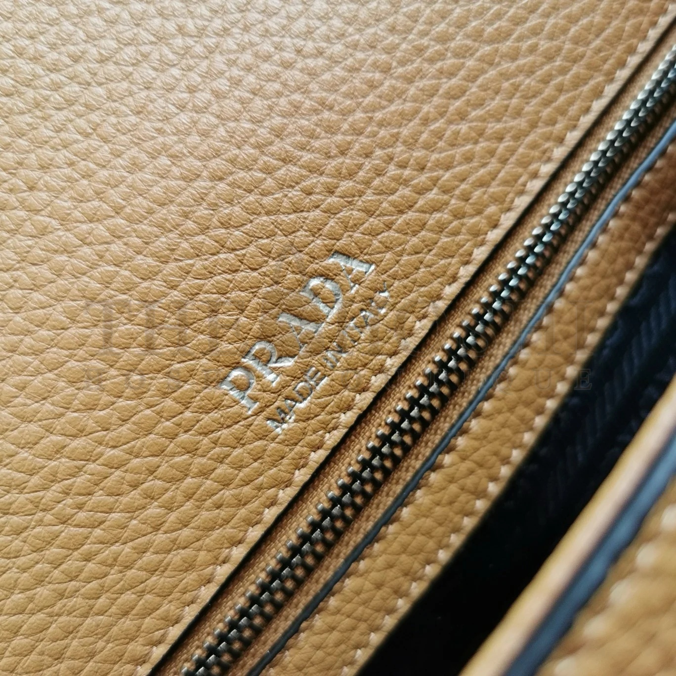 Pra*a Flap Shoulder Bag in Brown Grained Leather Master Quality