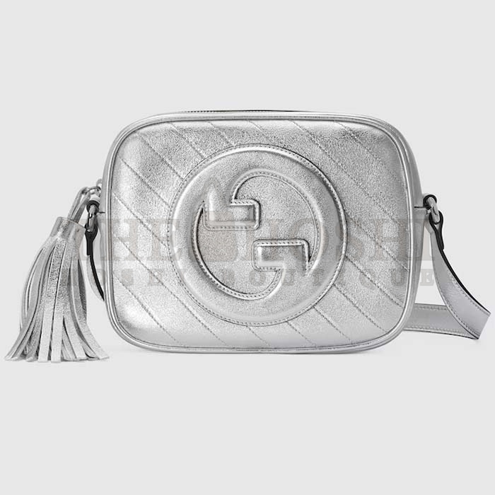 Gvc*1 Women GG Blondie Small Shoulder Bag Metallic Silver Leather Zipper Closure Master Quality