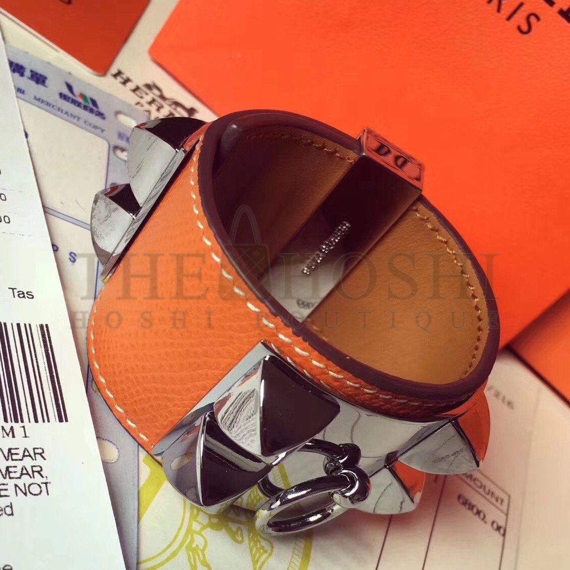 H**me5 Orange Epsom Collier de Chien Bracelet Size S Master Quality