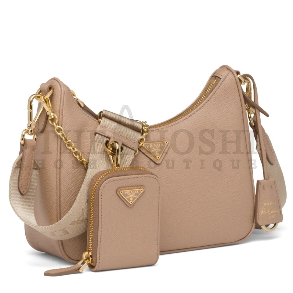 Pra*a Re-Edition 2005 Shoulder Bag In Beige Saffiano Leather Master Quality
