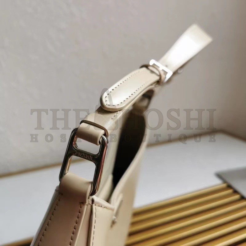 Pra*a Cleo Shoulder Large Bag In Beige Brushed Leather Master Quality