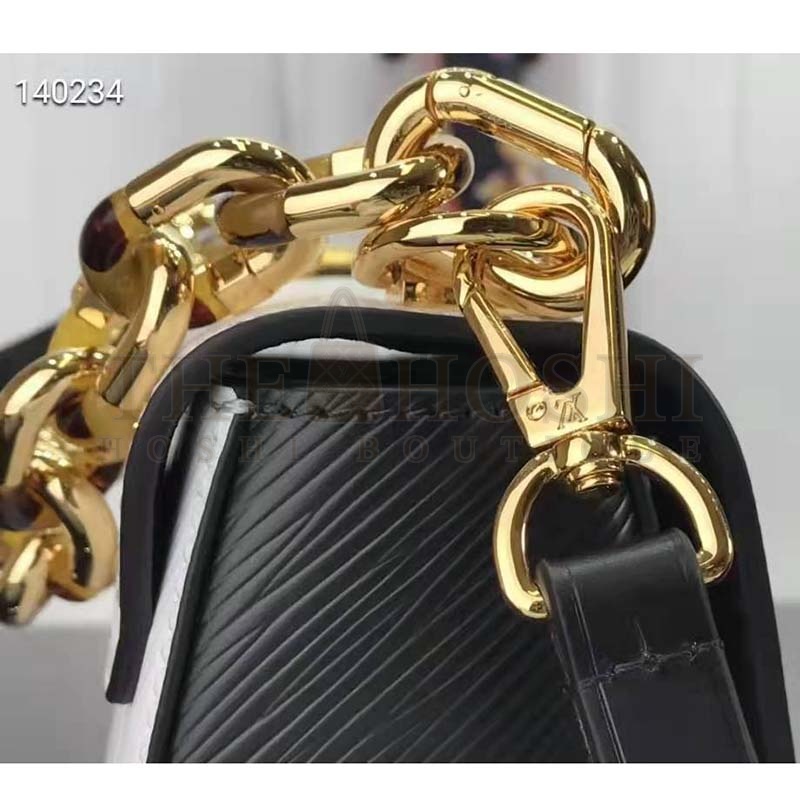 L0vis Vvtt0n LV Women Twist MM Handbag White Epi Smooth Grained Leather Master Quality