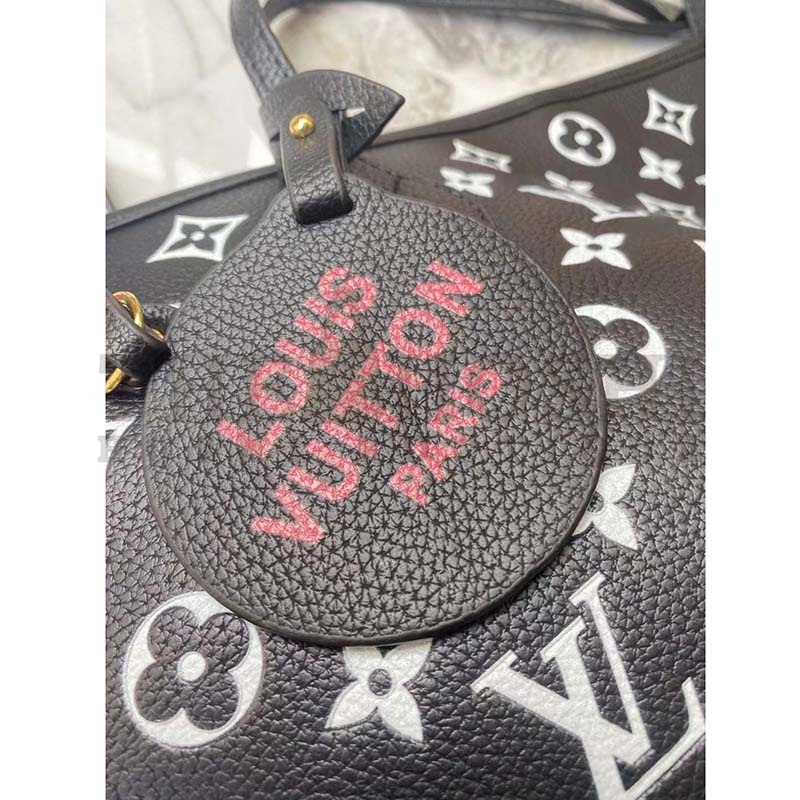 L0vis Vvtt0n Women LV Neverfull MM Carryall Tote Bag Black Printed Embossed Grained Cowhide Master Quality