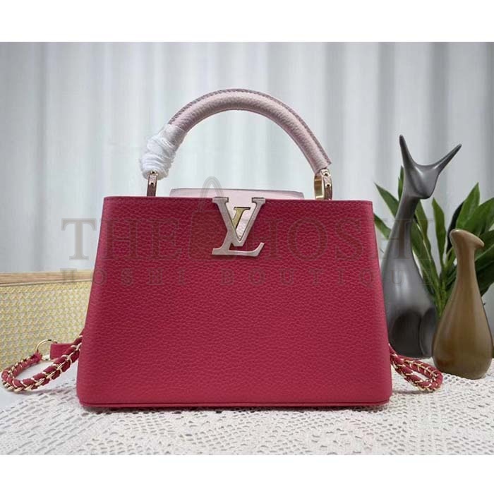 L0vis Vvtt0n LV Women Capucines BB Handbag Magenta Jasmine Pink Taurillon Cowhide Leather Master Quality