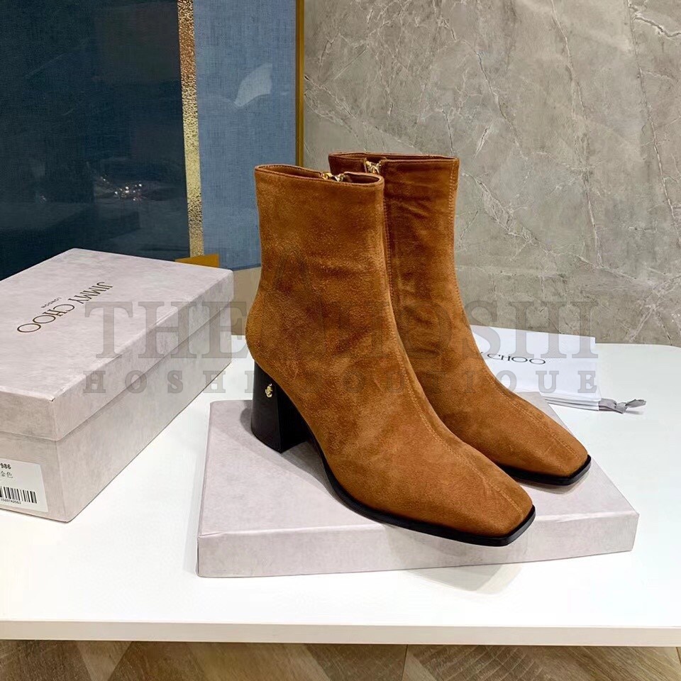 J1m*y Ch00 Bryelle 65mm Ankle Boots In Brown Suede Master Quality