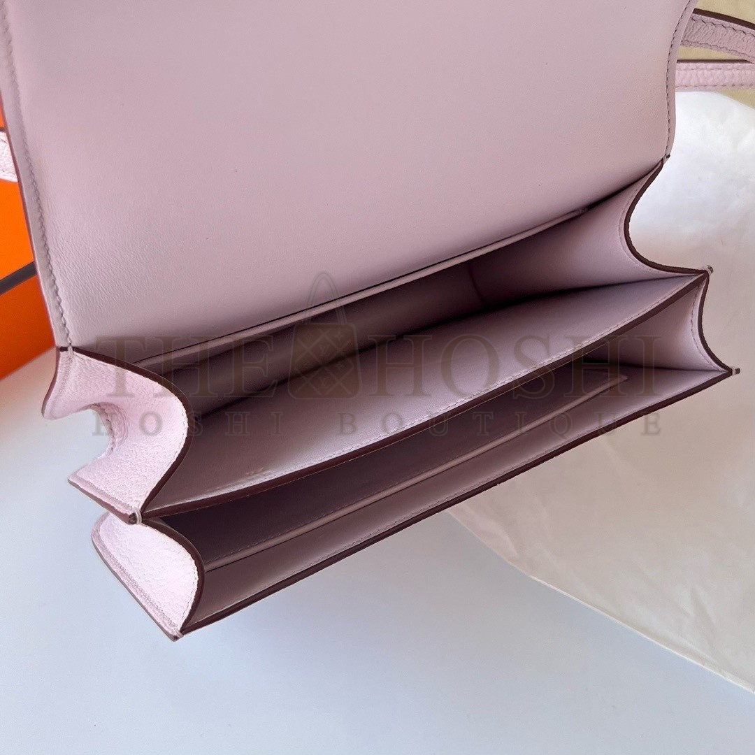 H**me5 Constance 18 Handmade Bag In Mauve Pale Chevre Mysore Leather Master Quality