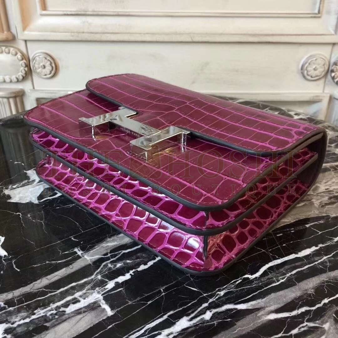 H**me5 Fuchsia Constance MM 24cm Crocodile Bag Master Quality