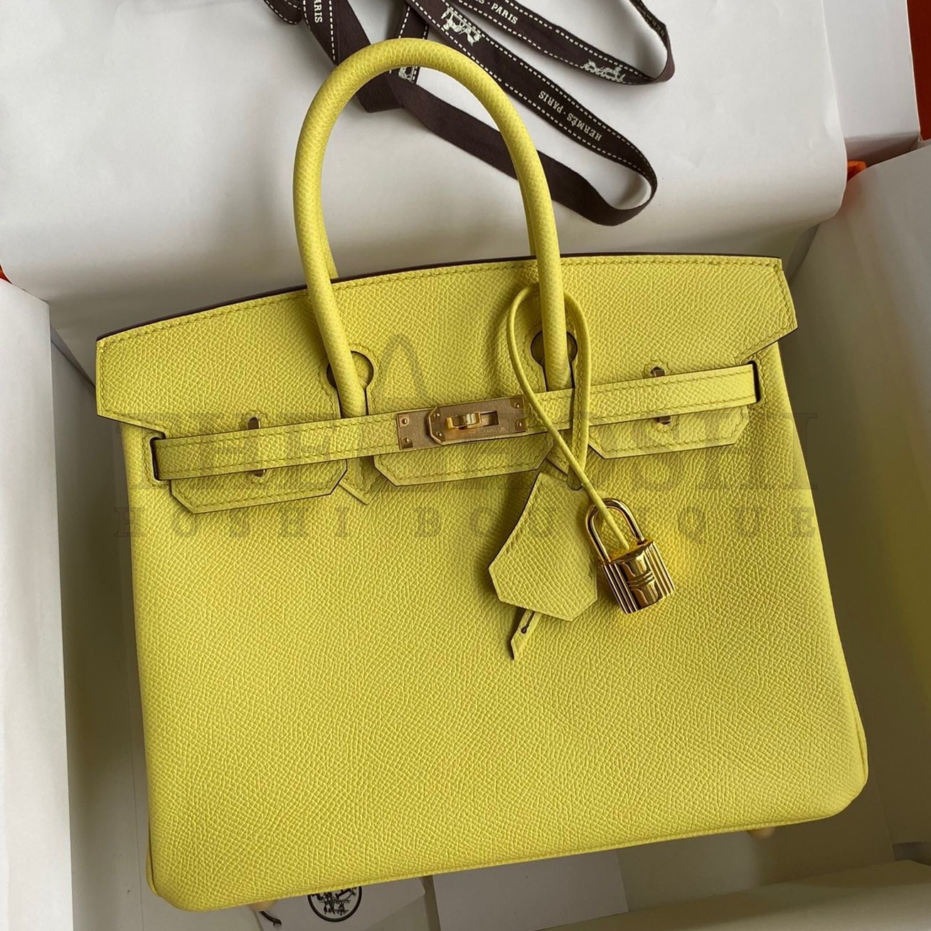 H**me5 Birkin 25 Retourne Handmade Bag In Lime Epsom Calfskin Master Quality