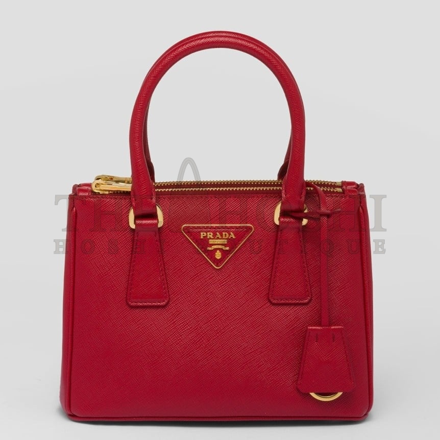 Pra*a Mini Galleria Bag In Red Saffiano Leather Master Quality