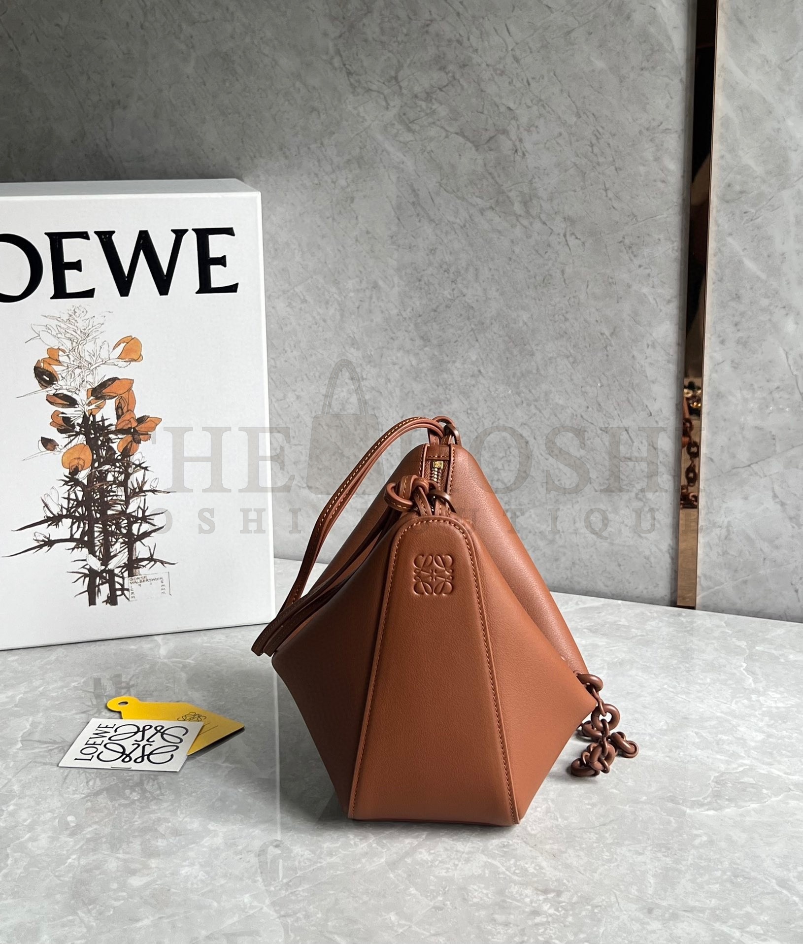 L0ew* Mini Hammock Hobo Bag in Brown Calfskin Master Quality