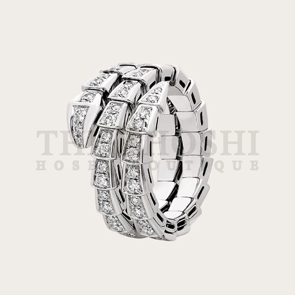 Bv1g*ai Women Serpenti Viper Two-coil 18 KT White Gold Ring Master Quality