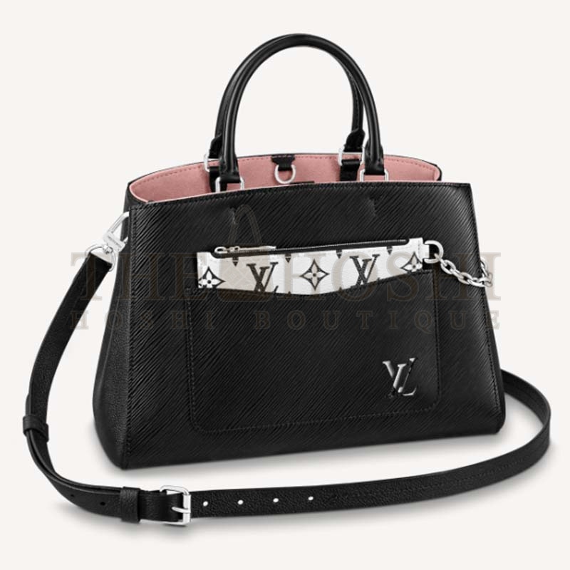 L0vis Vvtt0n LV Women Marelle Tote MM Gold Black Epi Grained Cowhide Master Quality