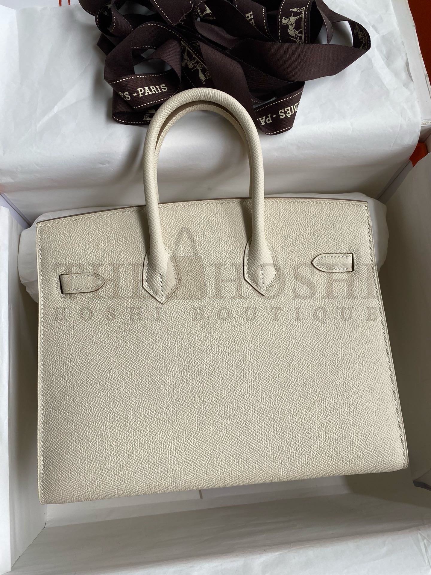 H**me5 Birkin 25 Sellier Handmade Bag In Craie Epsom Calfskin Master Quality