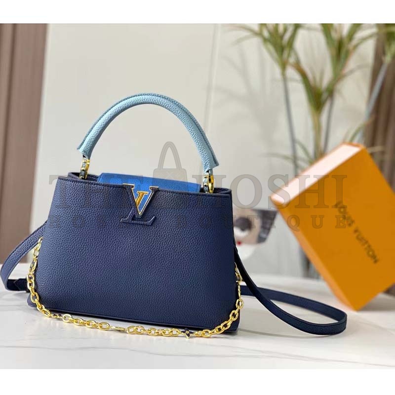 L0vis Vvtt0n LV Women Capucines MM Handbag Navy Blue Taurillon Leather Master Quality