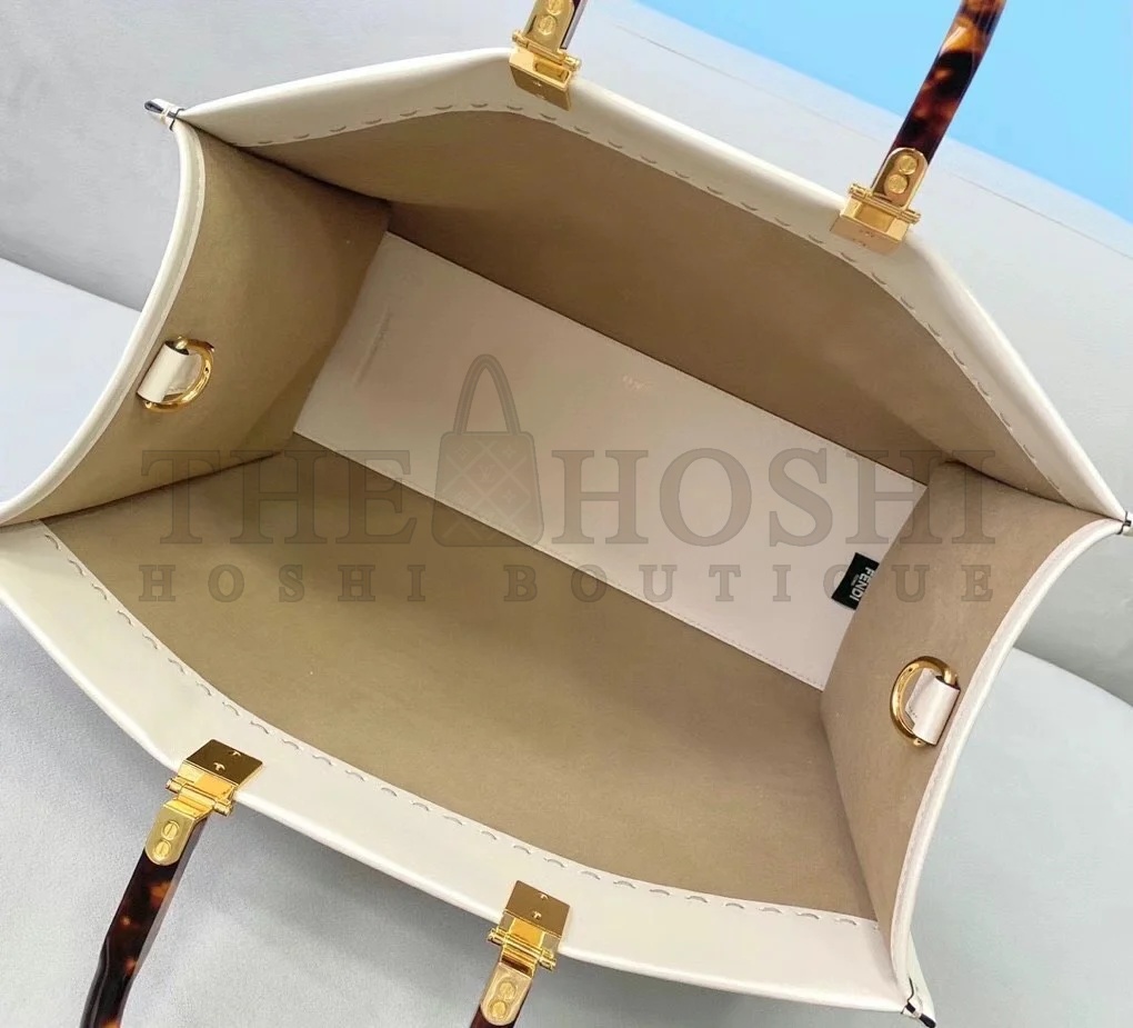 F**di Sunshine Medium Tote Bag In White Calfskin Master Quality