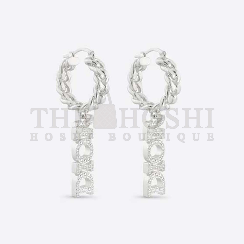 D10r Women Dio(r)evolution Earrings Silver-Finish Metal and Silver-Tone Crystals Master Quality
