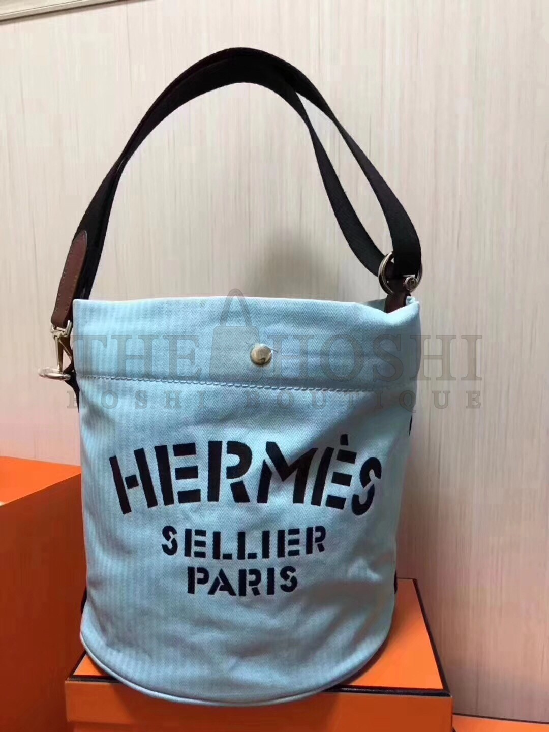 H**me5 Grooming Bucket Bag In Blue Canvas Master Quality