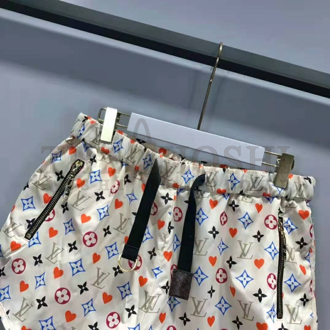 L0vis Vvtt0n Women Game On D-Ring Drawstring Jogging Shorts Monogram Canvas-White Master Quality