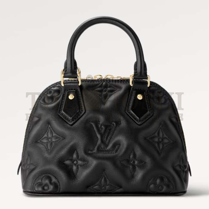 L0vis Vvtt0n LV Women Alma BB Handbag Black Quilted Embroidered Smooth Calf Leather Master Quality
