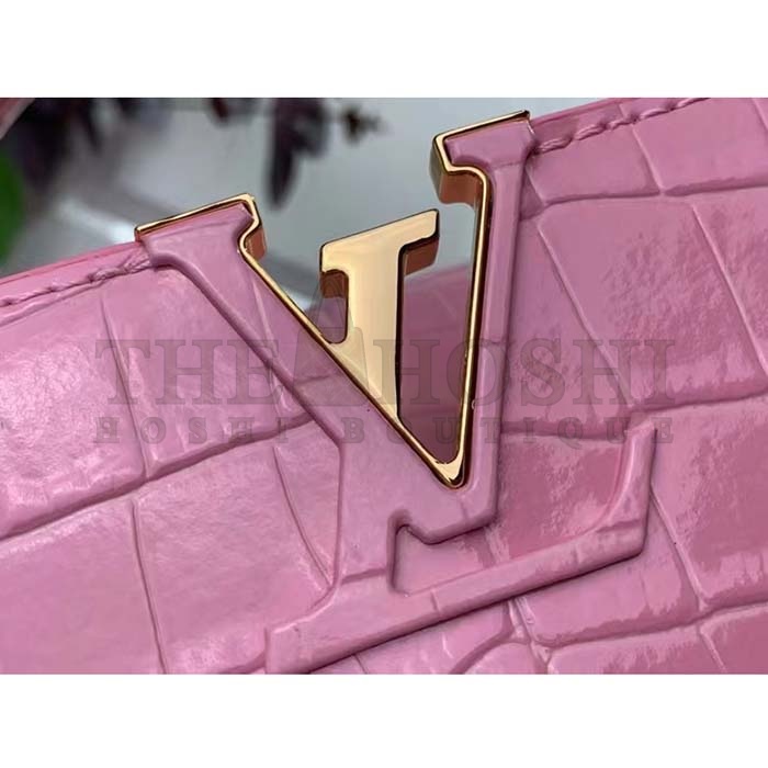 L0vis Vvtt0n LV Women Capucines BB Handbag Pink Crocodilien Brillant Savoir Faire Master Quality