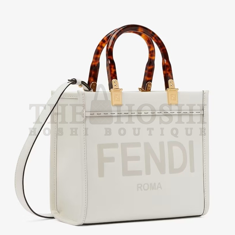 F**di Sunshine Small Tote Bag In White Calfskin Master Quality