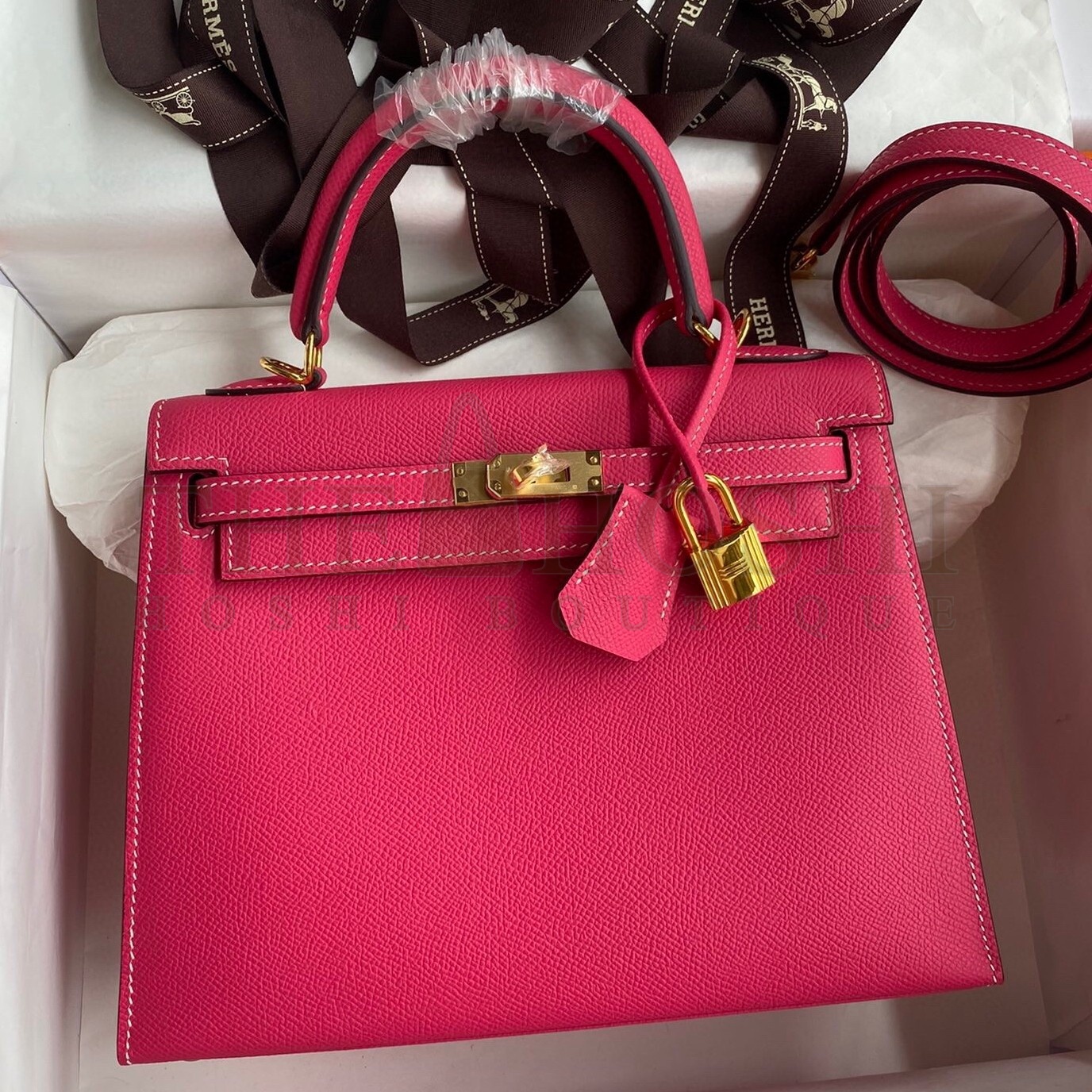 H**me5 Kelly Sellier 25 Handmade Bag In Peach Epsom Calfskin Master Quality