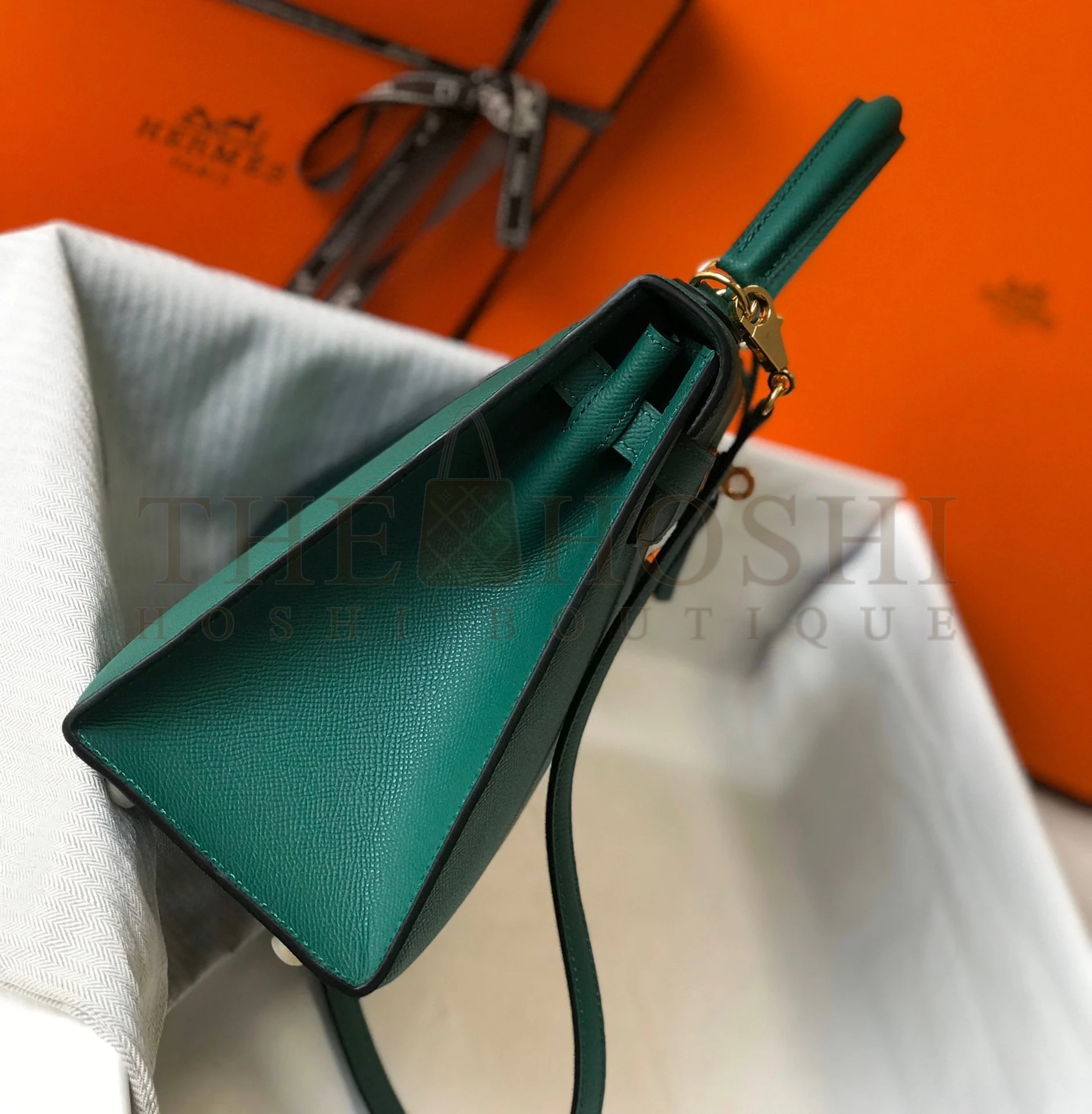 H**me5 Kelly 28cm Sellier Bag in Malachite Epsom Calfskin GHW Master Quality