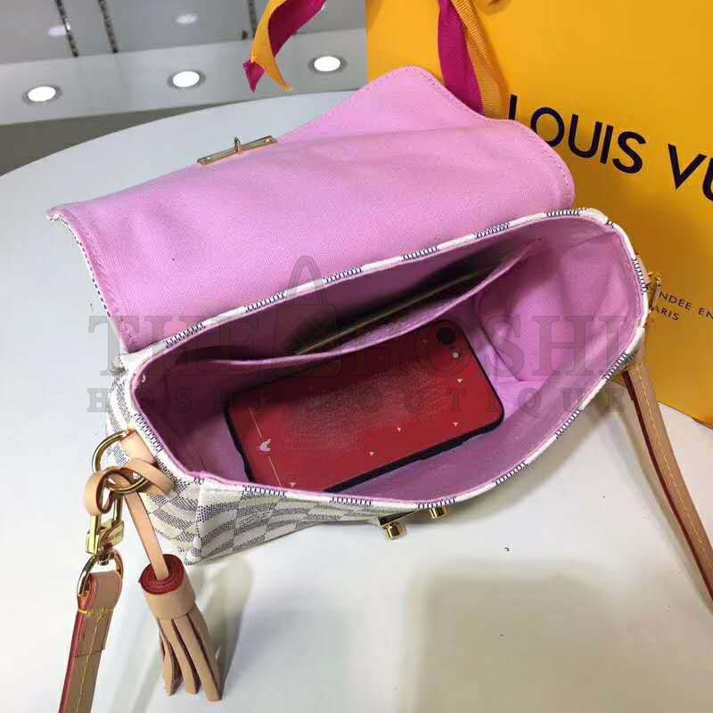 L0vis Vvtt0n LV Women Croisette Handbag in Damier Azur Coasted Canvas-Sandy Master Quality