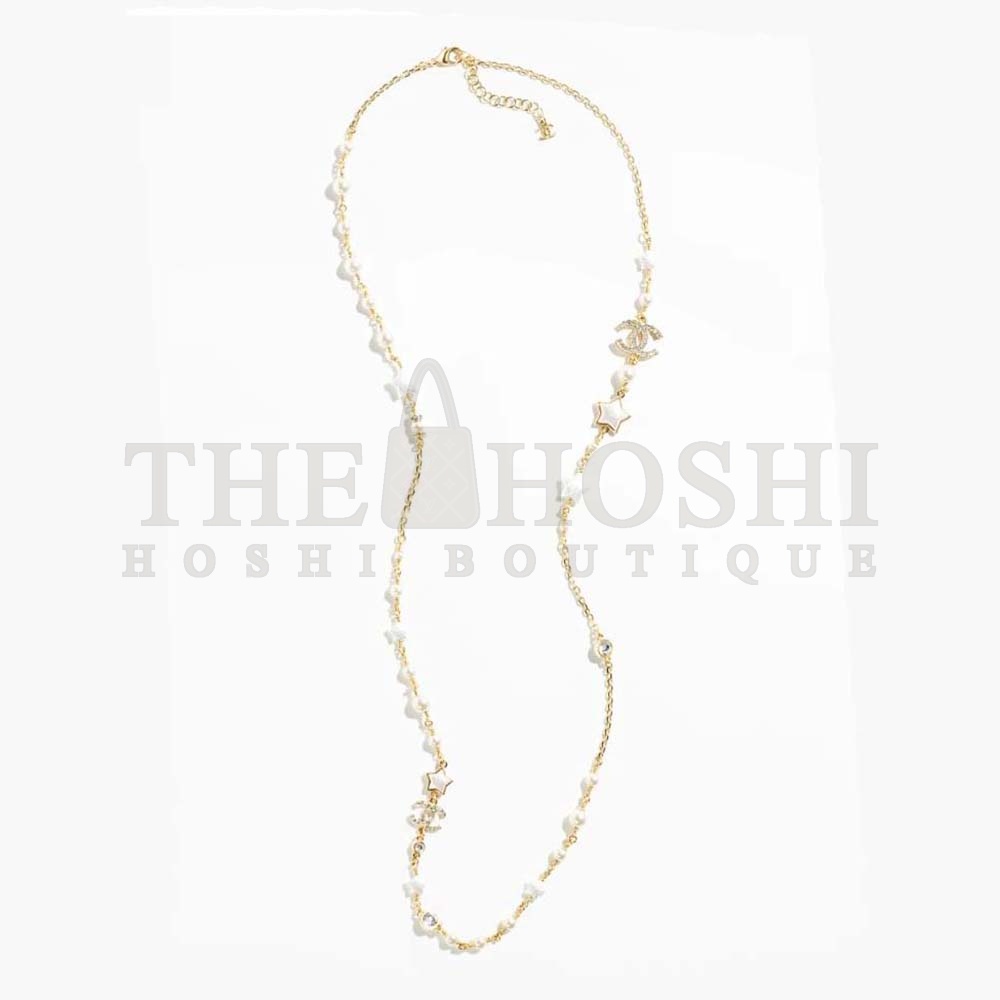 Ch**el Women Long Necklace in Metal Resin Glass Pearls and Strass Master Quality