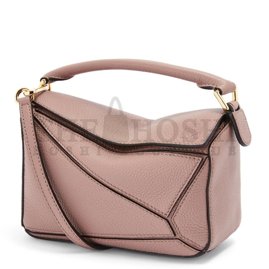 L0ew* Puzzle Mini Bag In Dark Blush Grained Calfskin Master Quality