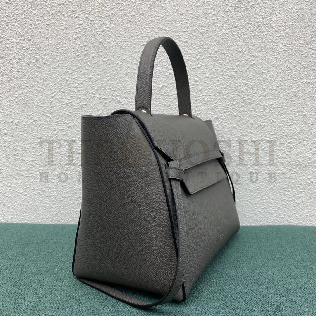 Ce1i*e Belt Mini Bag In Grey Grained Calfskin Master Quality