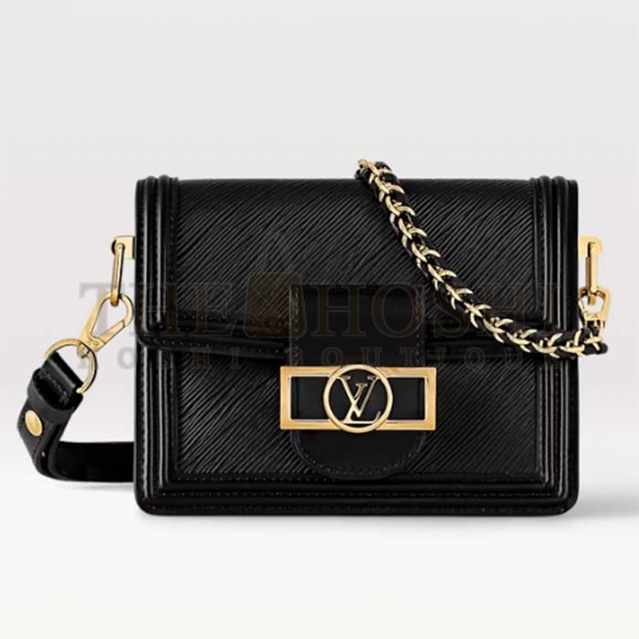 L0vis Vvtt0n LV Women Mini Dauphine Handbag Black Epi Grained Cowhide Leather Microfiber Lining Master Quality