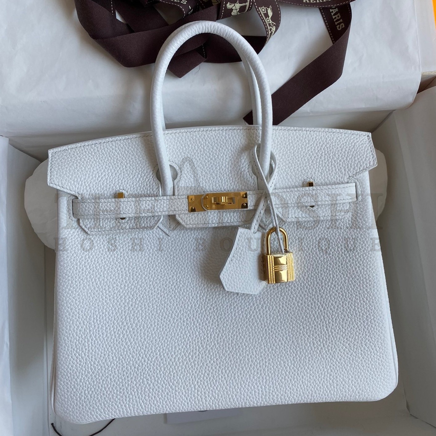 H**me5 Birkin 25 Retourne Handmade Bag In White Clemence Leather Master Quality