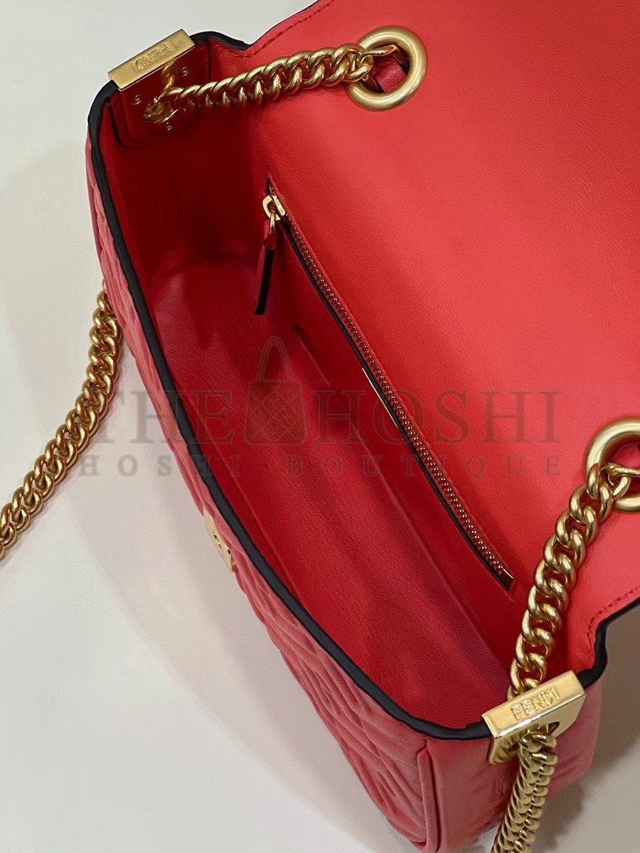 F**di Baguette Chain Midi Bag In Red Nappa Leather Master Quality