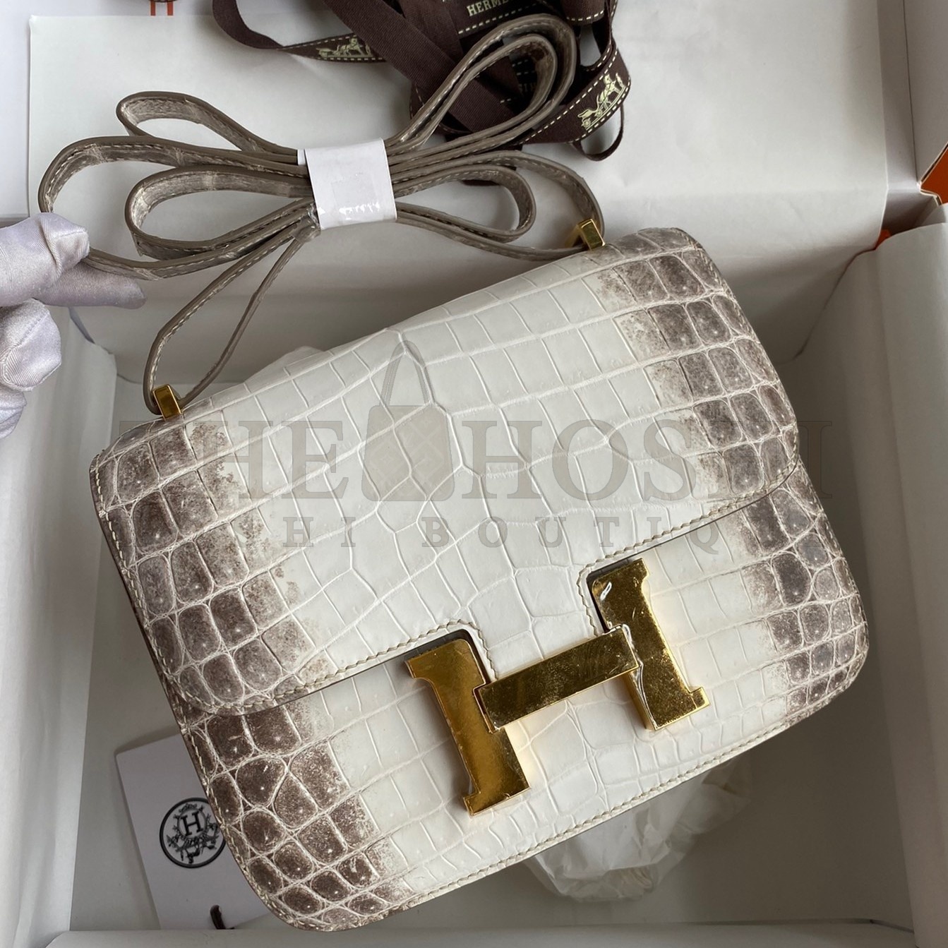 H**me5 Constance 18 Handmade Bag In Himalaya Crocodile Niloticus Skin Master Quality